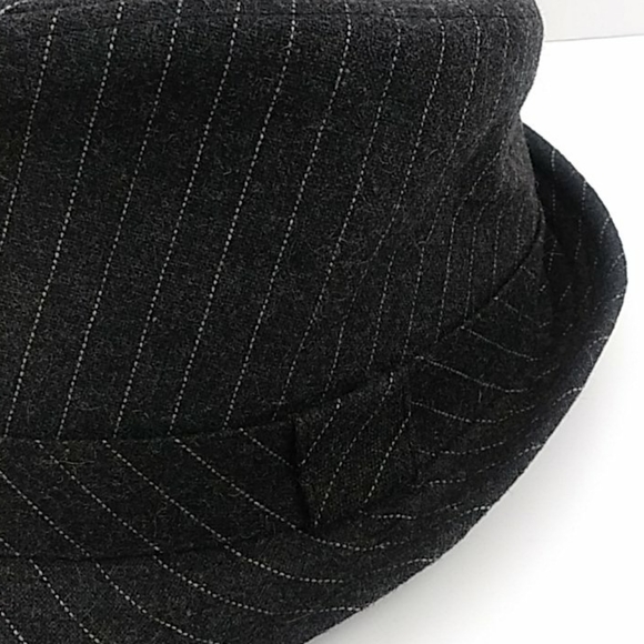 GRANULE GRAY PINSTRIPE WOOL BLEND FEDORA HAT - Picture 4 of 14